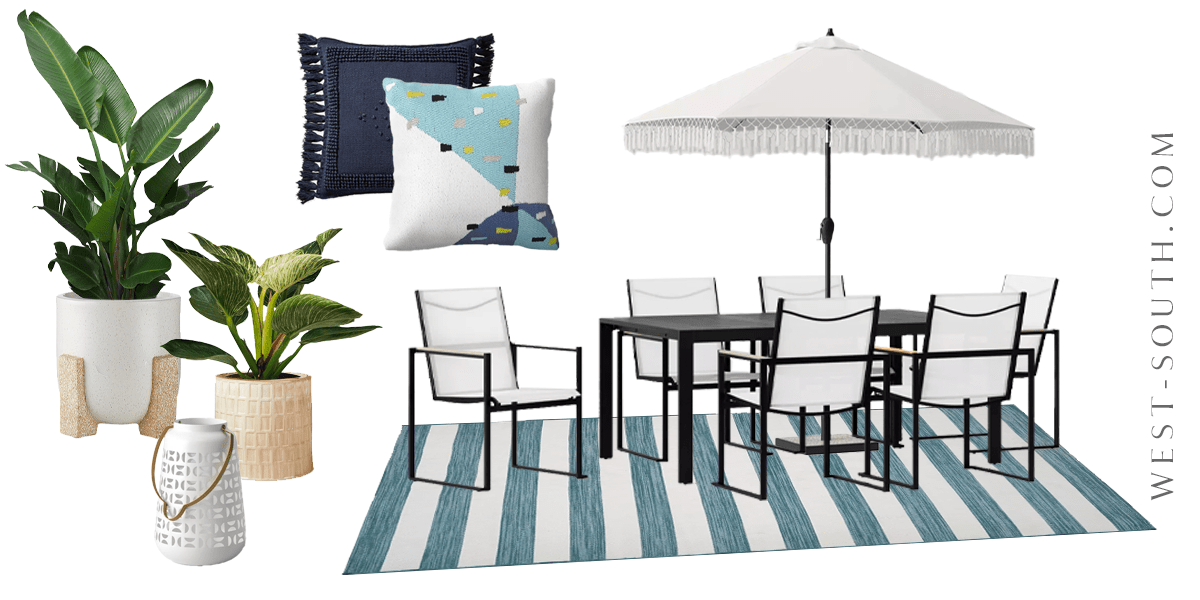 image of colorul patio dining set up