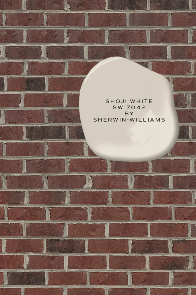 unpainted red maroon brick with Shoji White SW 7042 by Sherwin-Williams