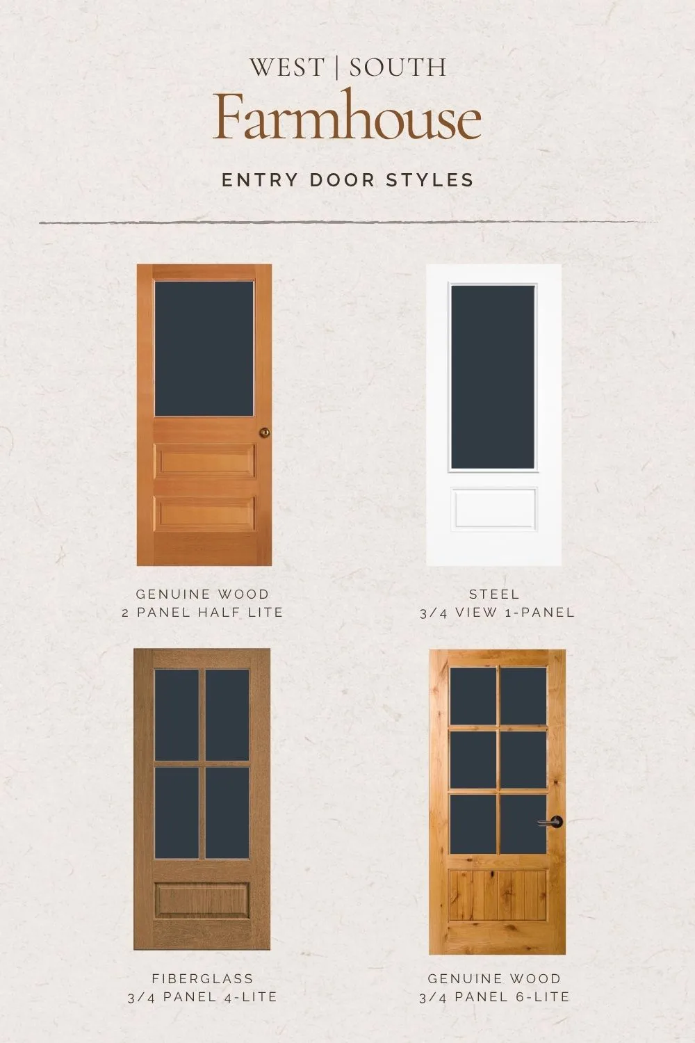4 options for farmhouse style front entry doors
