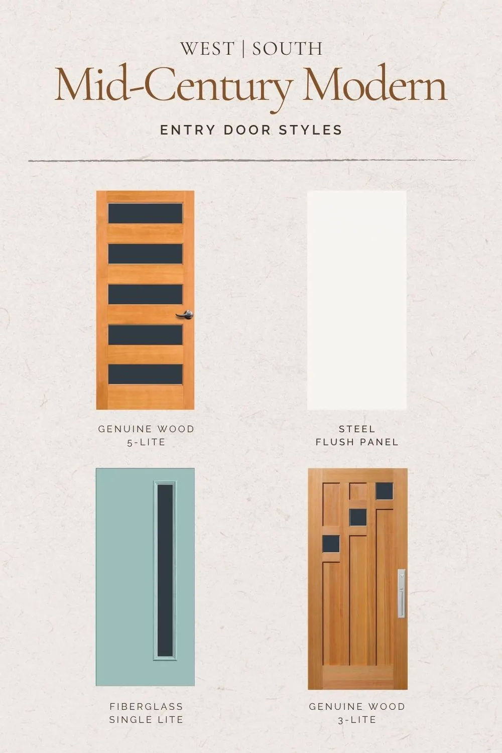 4 options for mid century modern front entry doors